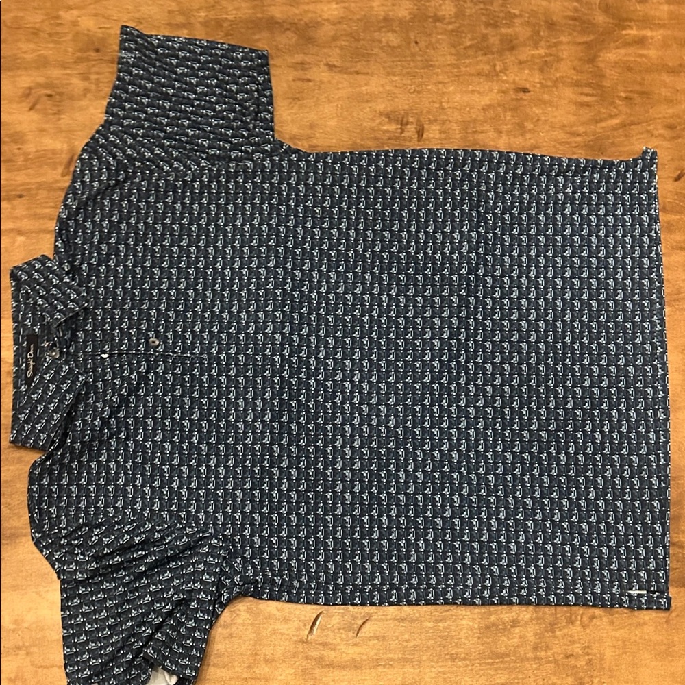 Stylish Navy Patterned Polo Shirt